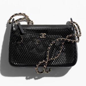 Chanel Clutch with chain Mesh, Shiny Lambskin & Gold-Tone Metal black
