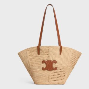 Celine Classic Panier Medium Couffin IN RAFFIA PATCHWORK AND CALFSKIN
