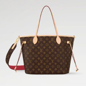 Louis Vuitton Neverfull MM Inside Out Bandoulière Tote Monogram Rouge Sari (Red) Interior 12.2 in. New M12096