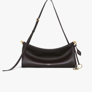 Alaia LE CLICK EAST WEST Medium Shoulder Bag Smooth Leather Dark Brown Gold Hardware 30cm New AA1S01430CA332730
