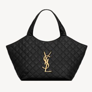 Saint Laurent ICARE Maxi Shopping Bag Quilted Nappa Leather Black New
