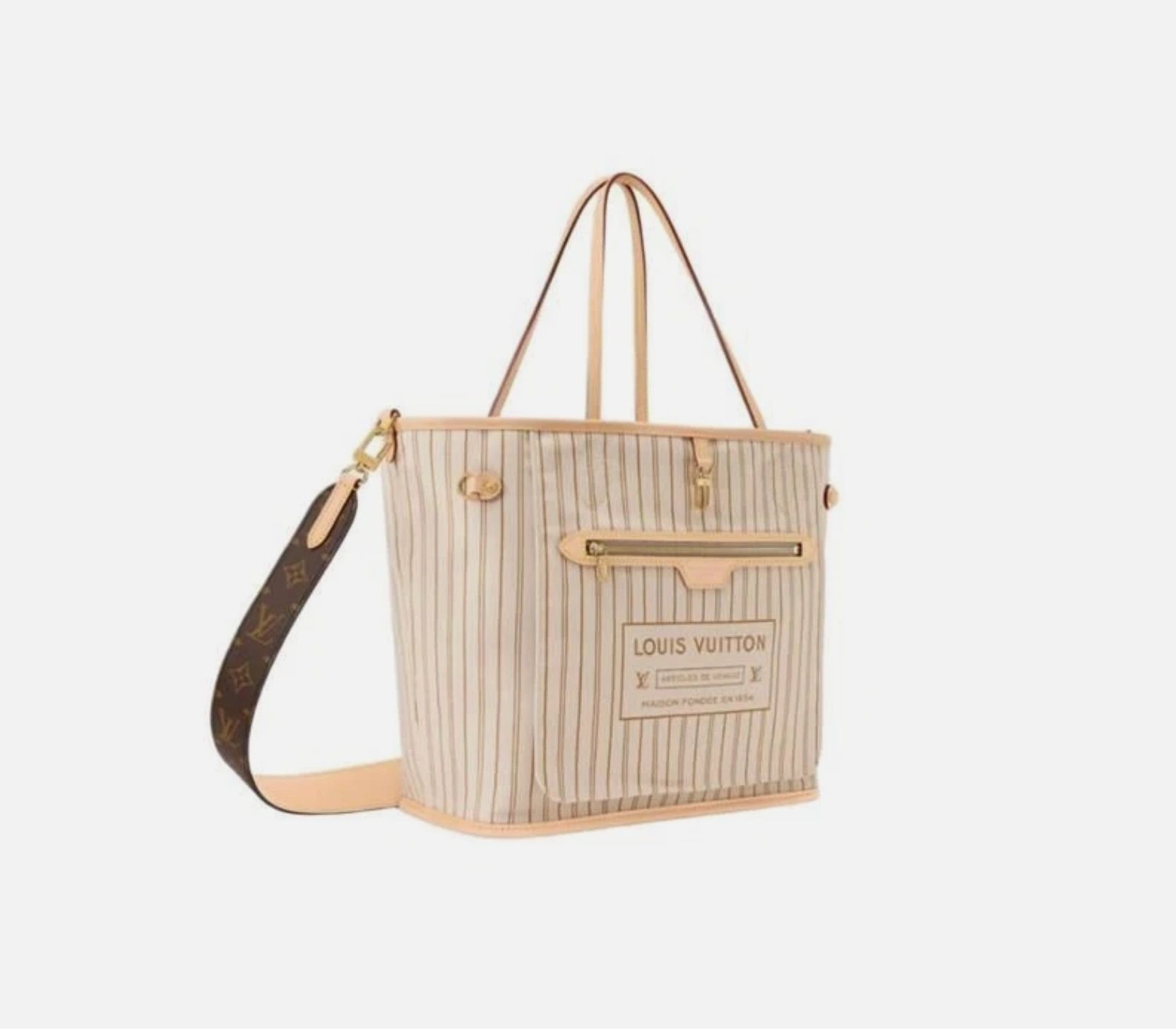 Louis Vuitton Neverfull Bandoulière Inside Out MM White – Brand New - Image 3