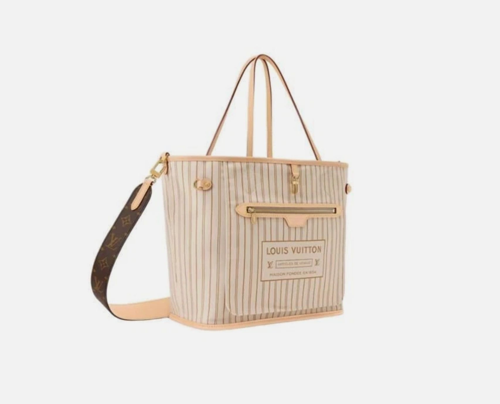 Louis Vuitton Neverfull Bandoulière Inside Out MM White – Brand New - Image 5