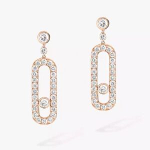 Messika Move Uno 18k Rose Gold and Diamond Earrings