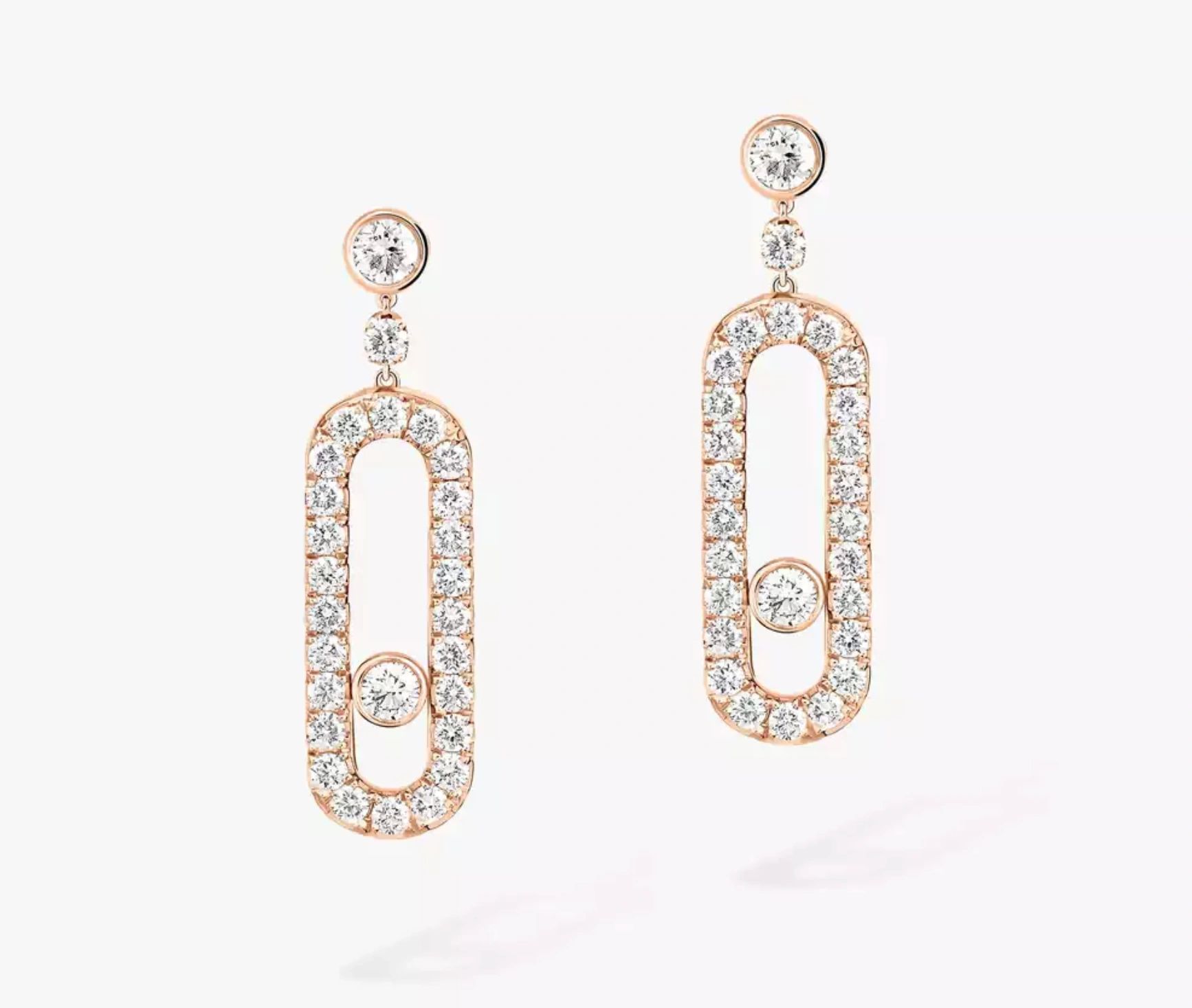 Messika Move Uno 18k Rose Gold and Diamond Earrings