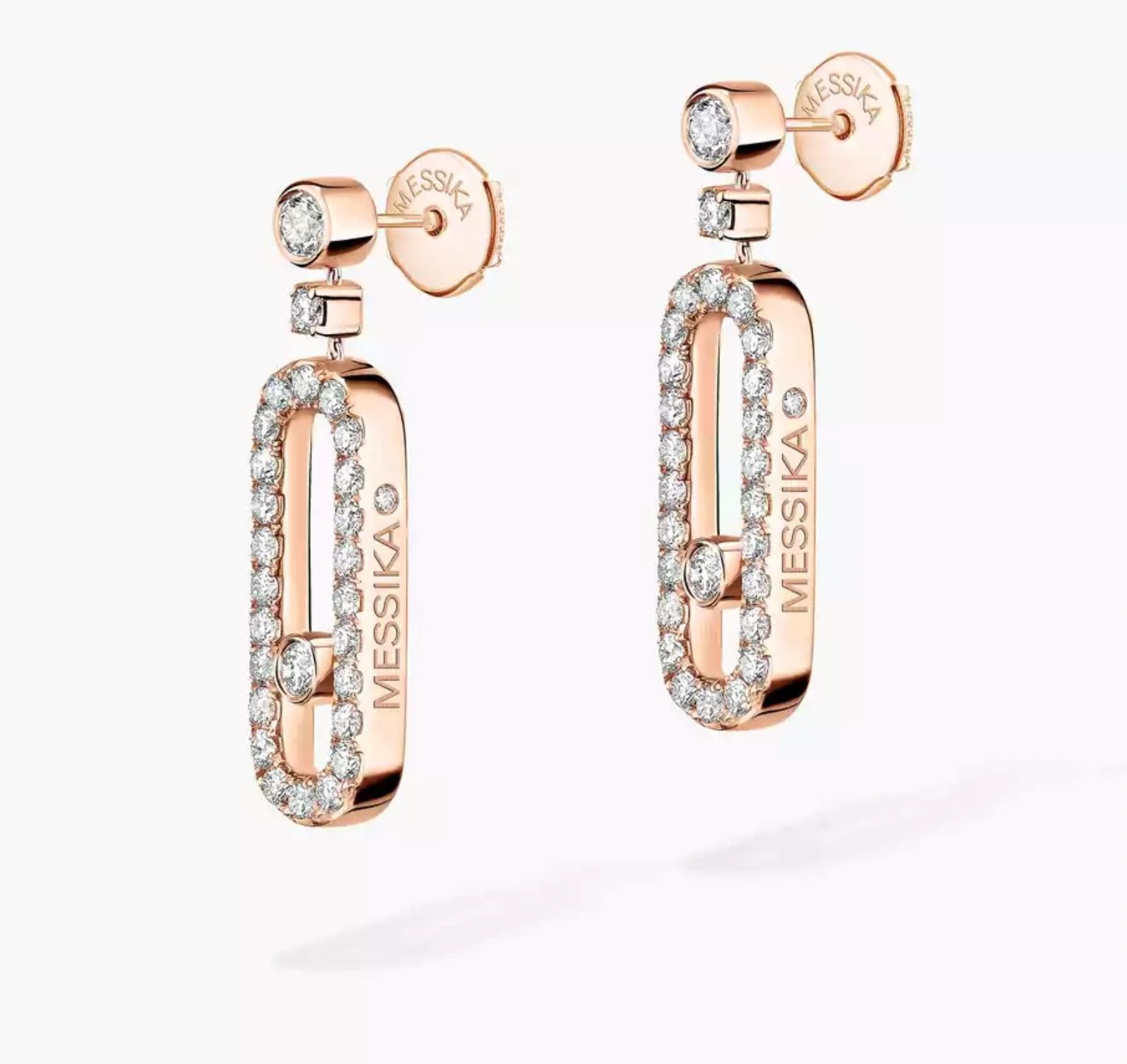 Messika Move Uno 18k Rose Gold and Diamond Earrings - Image 2