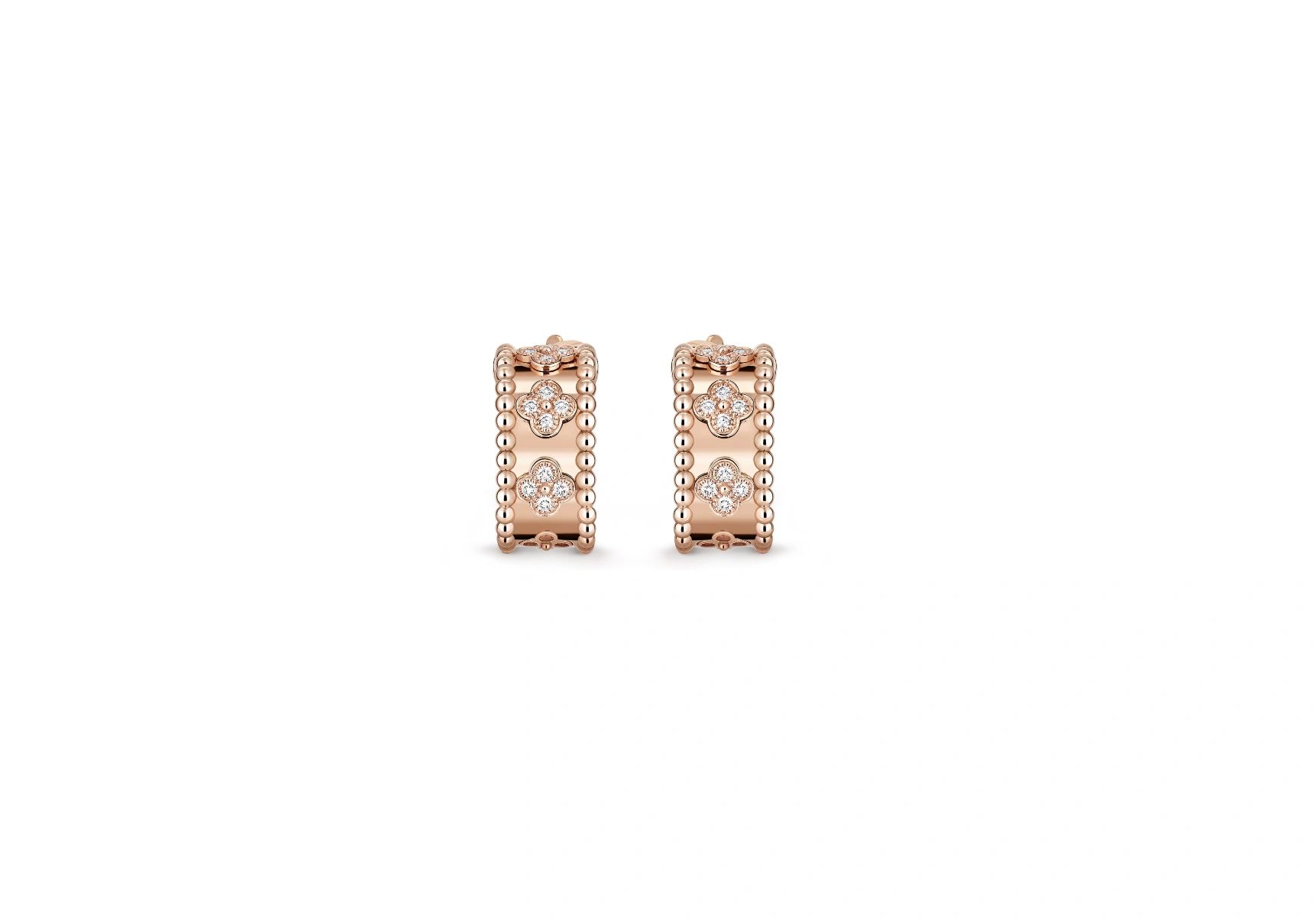 Van Cleef & Arpels Perlée Clovers 18K Rose Gold Hoop Earrings - Image 2