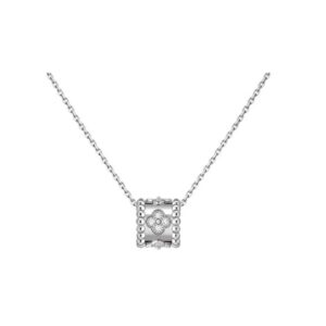 Van Cleef & Arpels Perlée Clovers Pendant in 18K White Gold with Diamonds