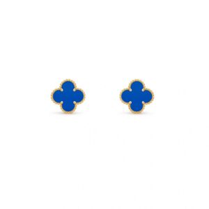 Van Cleef & Arpels Vintage Alhambra earrings, 18K yellow gold, blue agate