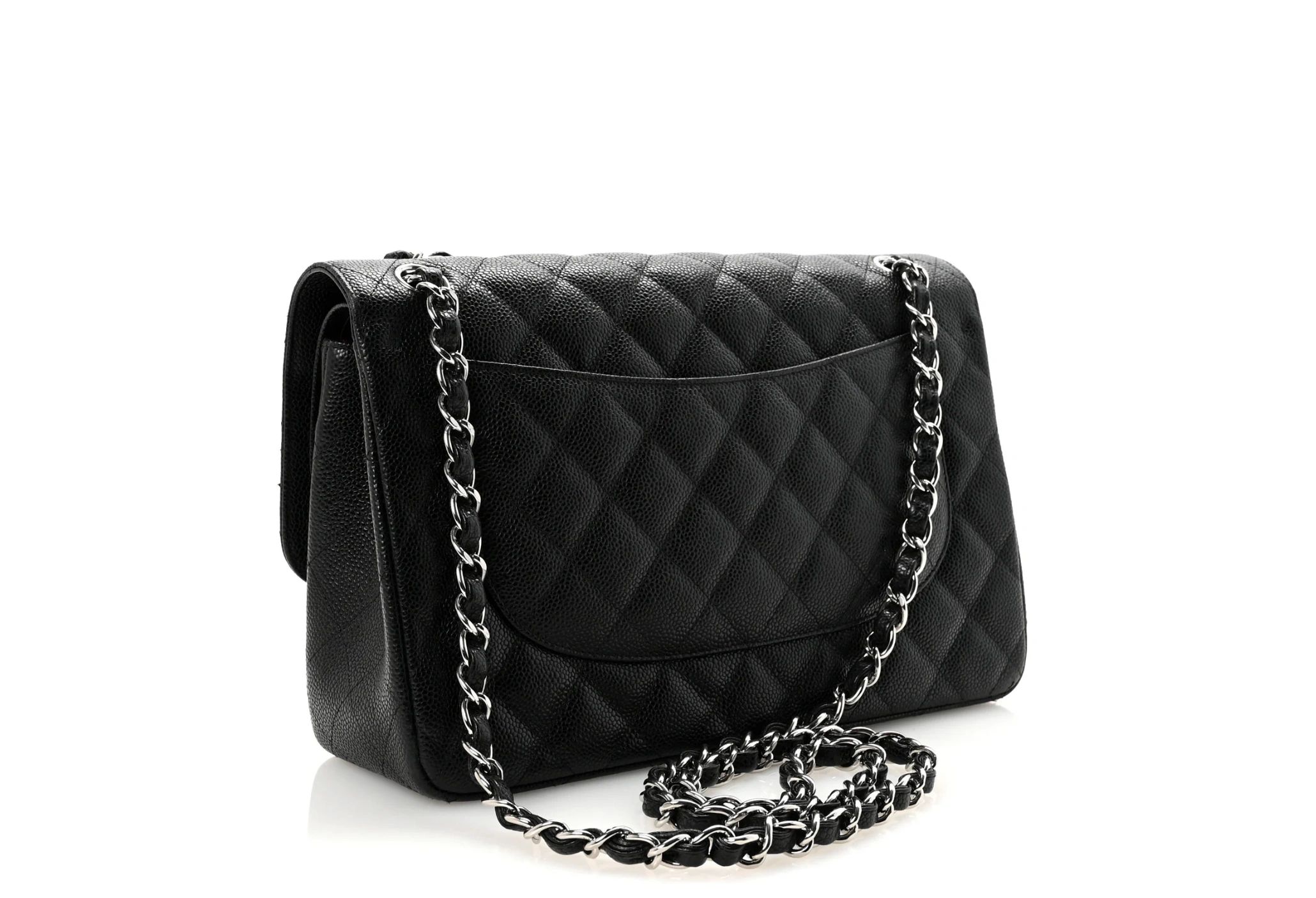 Chanel Black Caviar Jumbo Double Flap Bag SHW Classic Flap - Image 2