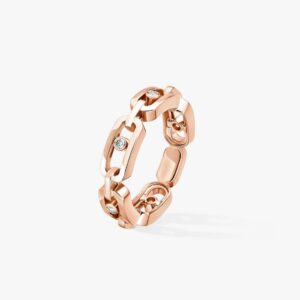 Messika Move Link Ring 18K Pink Gold Diamond Ring Size 58 Full Set Authentic