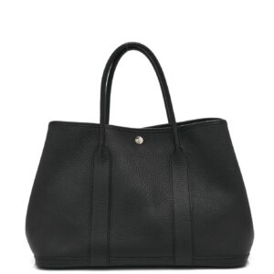 Hermès Negonda Garden Party Tote 36 MM Black Noir Leather Bag — Palladium Hardware — Made in France