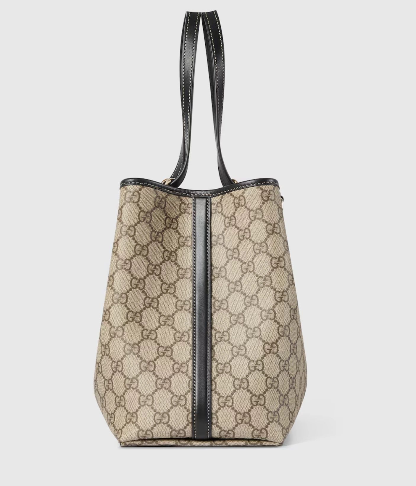 Gucci GG Emblem Large Tote Bag Beige/Ebony GG Canvas Black Leather Trim 815213 FAD6L 9741 - Image 4
