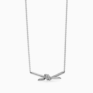 Tiffany & Co. Knot Pavé Diamond Pendant Necklace in 18K White Gold