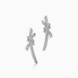Tiffany & Co. Knot earrings feature pavé diamonds set in 18k white gold