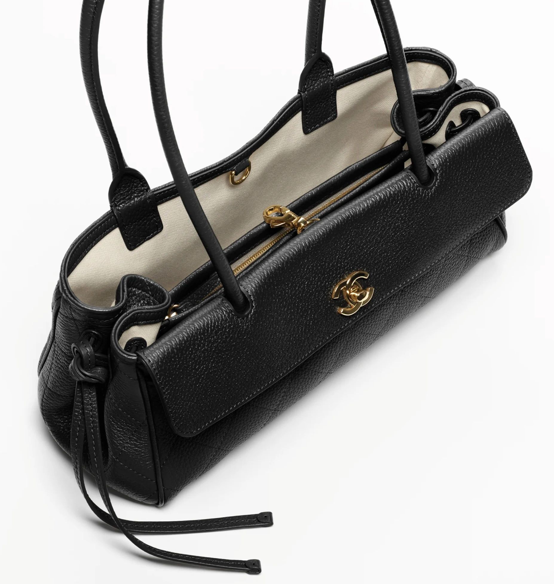 Chanel Small Shopping Bag Grained Calfskin & Gold-Tone Metal Black - Image 2
