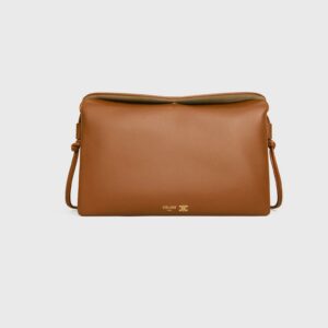 Celine Trio Flap Bag in Smooth Lambskin Tan with Gold-Tone Hardware