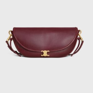 CELINE Little Halfmoon Soft Triomphe – Supple Shiny Lambskin in Syrah