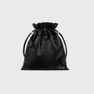 Celine Small Crystal Pouch in Lambskin – Black Crystal-Embellished Leather Evening Clutch