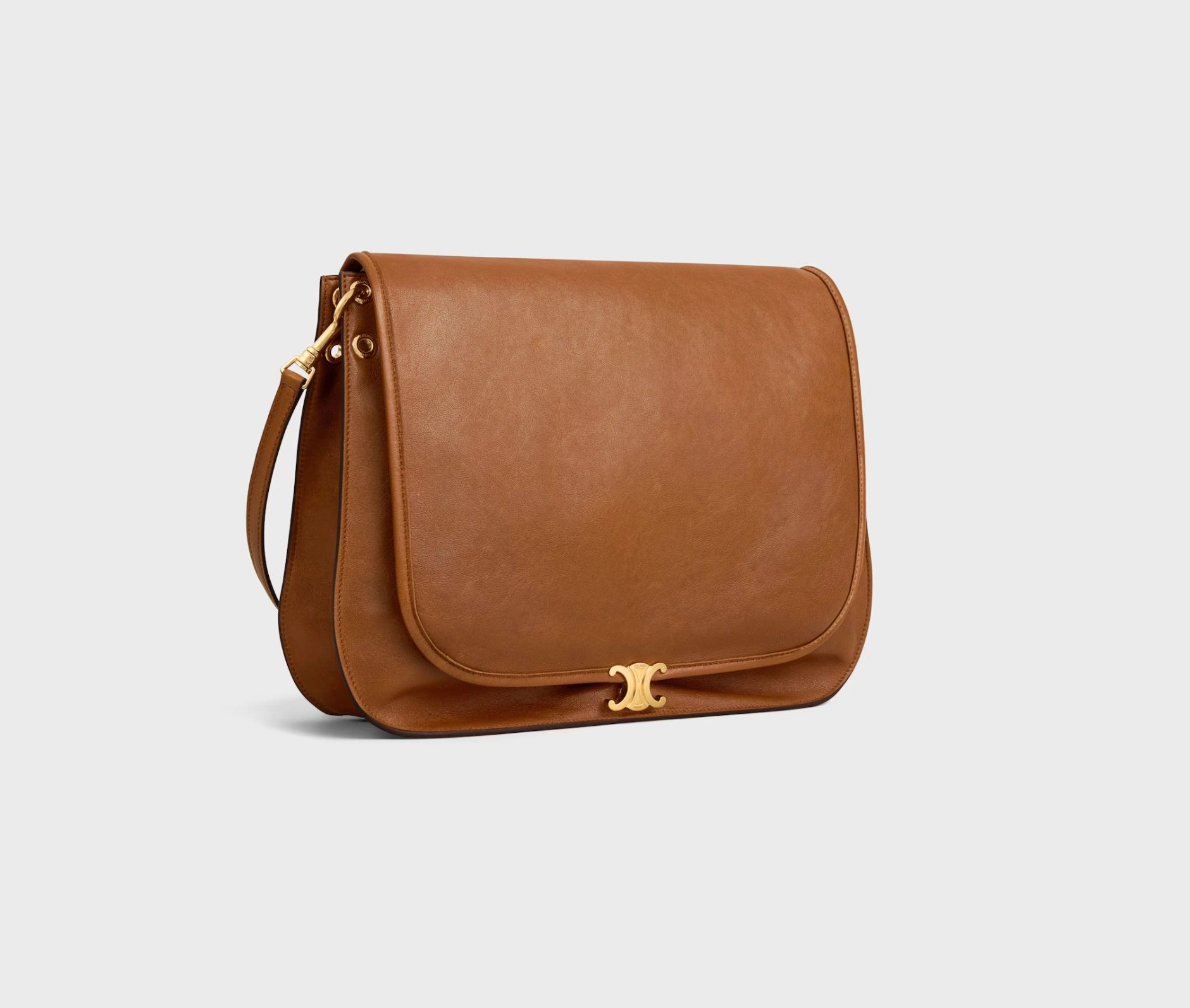 Celine SOFT TRIOMPHE BESACE IN SUPPLE SHINY LAMBSKIN tan - Image 4