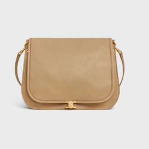Celine Soft Triomphe Besace in Supple Shiny Lambskin Sandcastle | Authentic Luxury Shoulder & Crossbody Bag