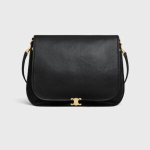Celine Soft Triomphe Besace in Supple Shiny Lambskin Black | Authentic Luxury Crossbody Bag