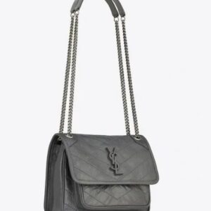 SAINT LAURENT NIKI BABY IN VINTAGE LEATHER BAG STORM