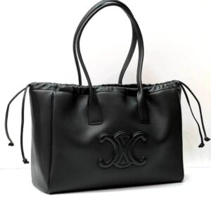 CELINE cabas drawstring cuir triopmphe in grained calfskin black