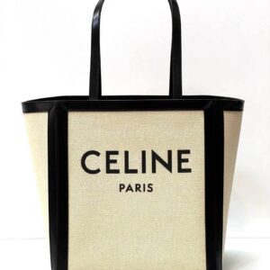 Celine large Square in textile with print & Calfskin Vanilla / Vanilla