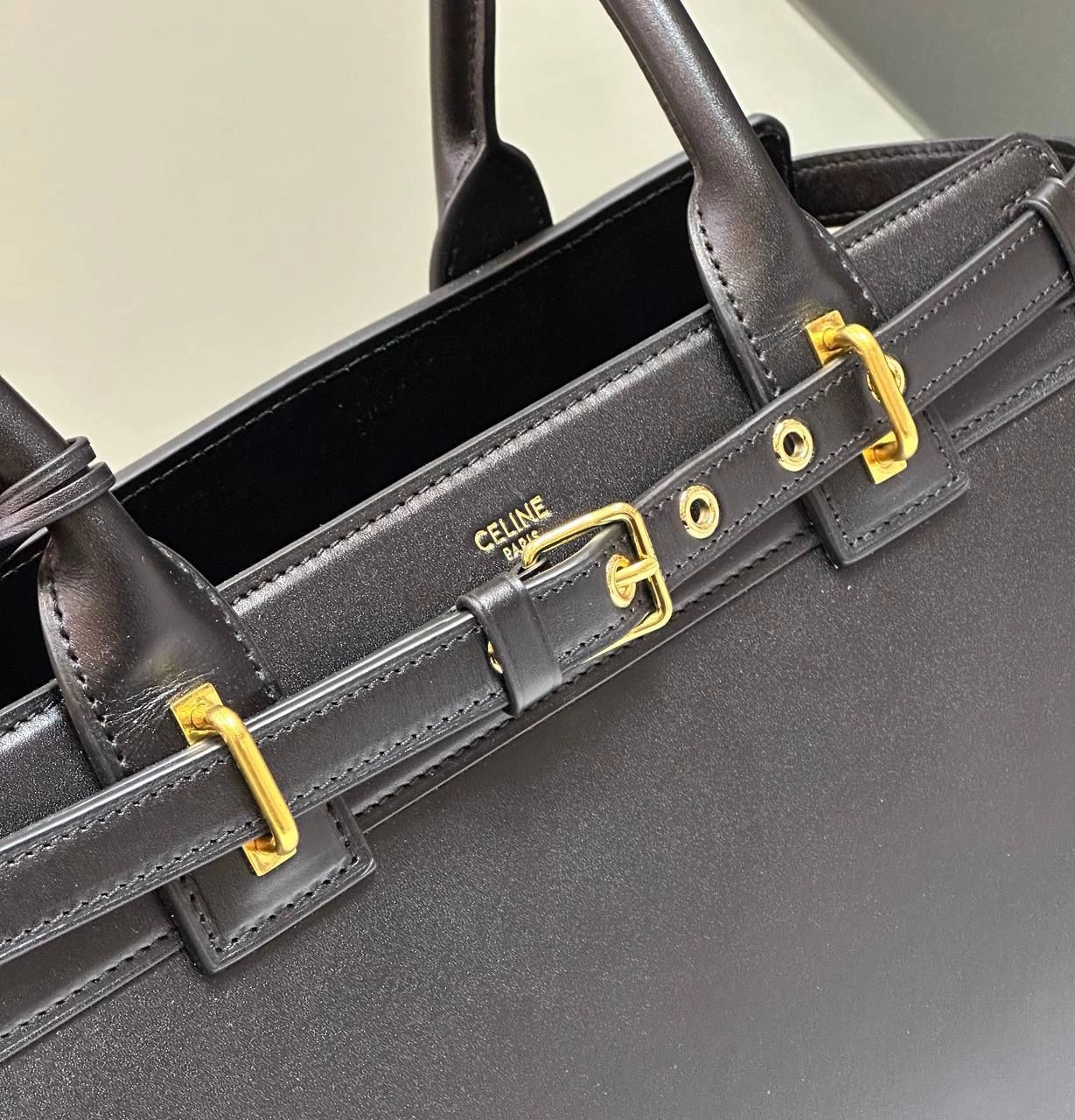 Celine Conti Bag in Supple Calfskin Black - Image 7