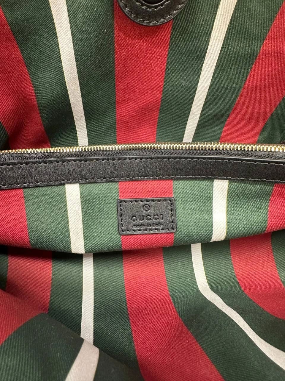 Gucci GG Emblem Large Tote Bag Beige/Ebony GG Canvas Black Leather Trim 815213 FAD6L 9741 - Image 5