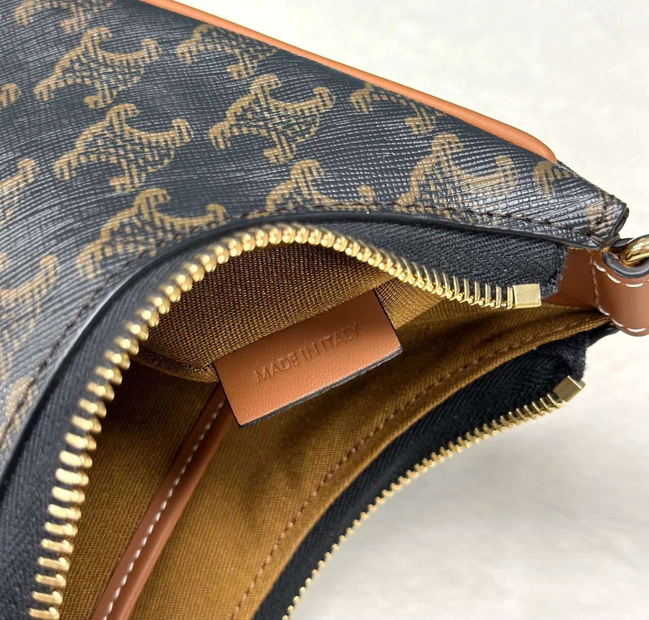 Celine MEDIUM AVA TRIOMPHE BAG IN TRIOMPHE CANVAS AND CALFSKIN TAN - Image 7