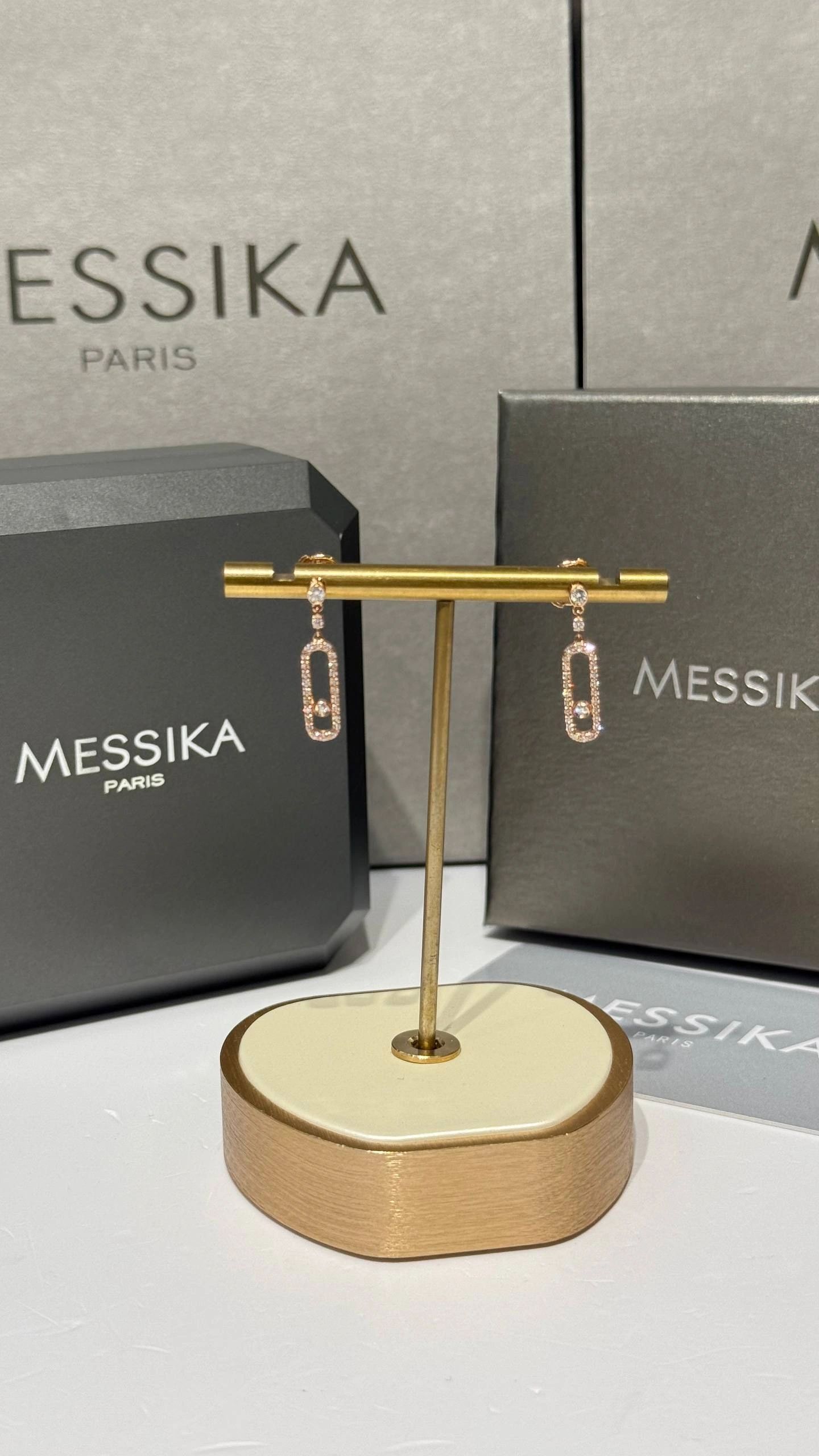 Messika Move Uno 18k Rose Gold and Diamond Earrings - Image 4
