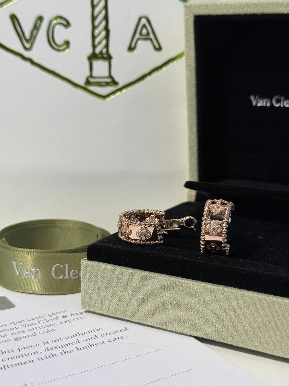 Van Cleef & Arpels Perlée Clovers 18K Rose Gold Hoop Earrings - Image 5