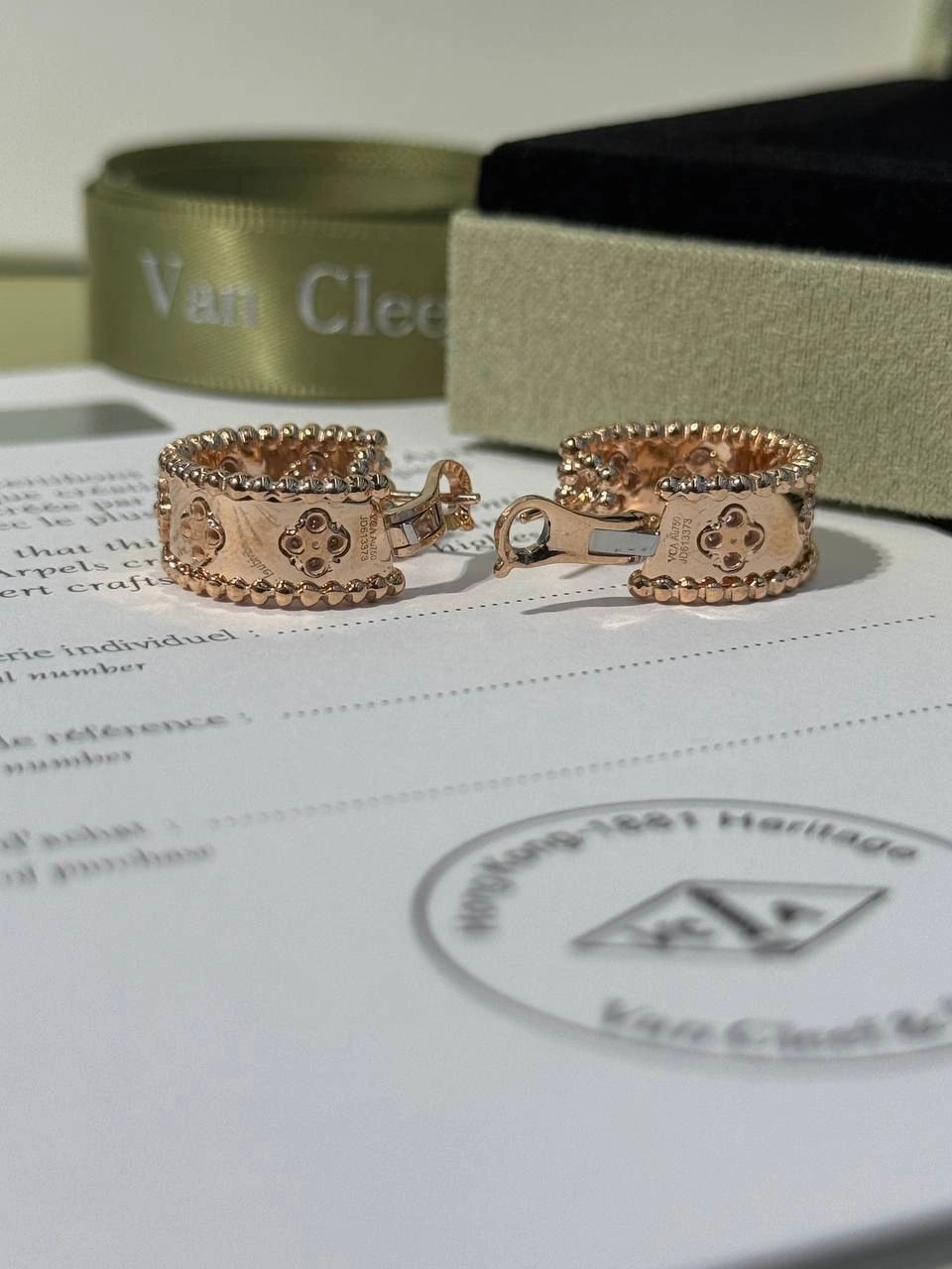 Van Cleef & Arpels Perlée Clovers 18K Rose Gold Hoop Earrings - Image 4