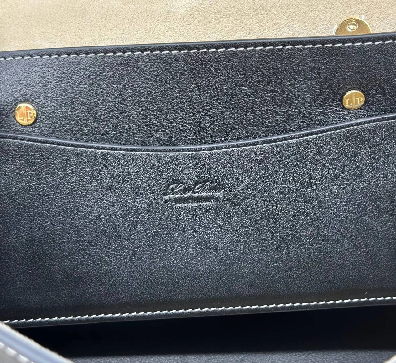 Loro Piana Loom L25 Calfskin Bag – Black / Sun Gold (Brand New) - Image 5