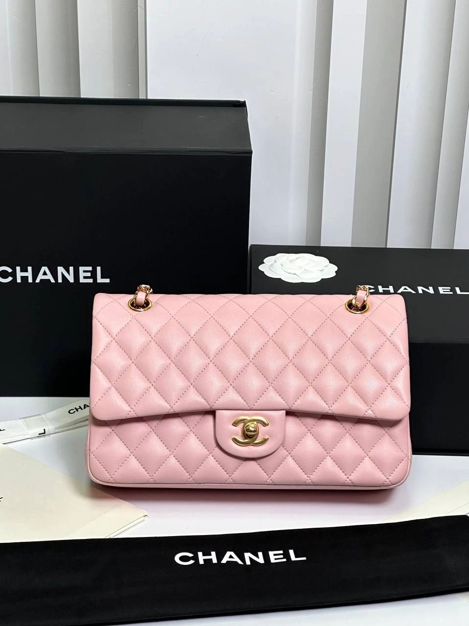 Chanel Classic 11.12 gold Tone Metal Pink