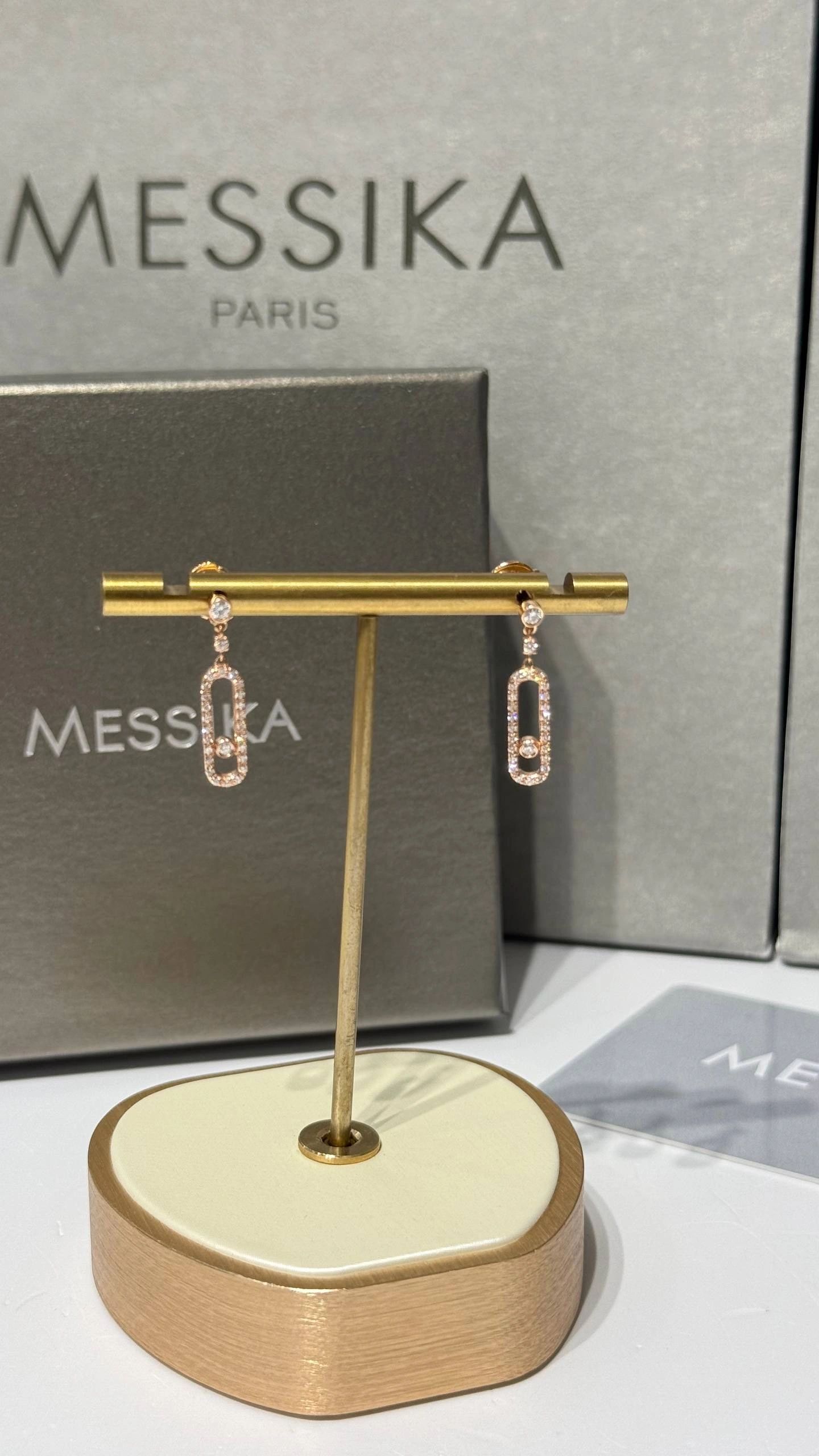 Messika Move Uno 18k Rose Gold and Diamond Earrings - Image 3