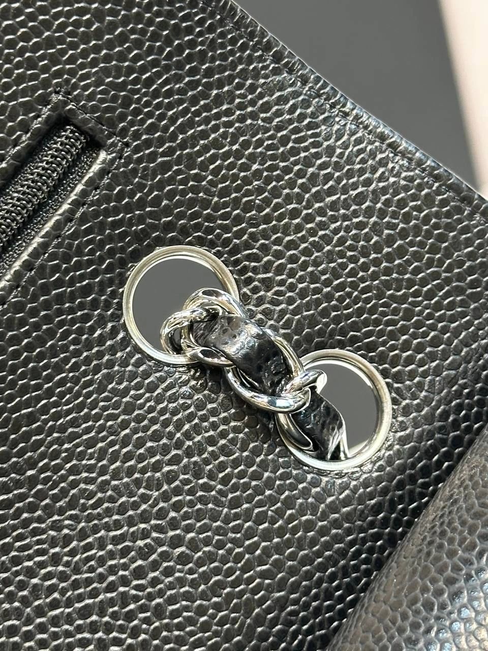 Chanel Black Caviar Jumbo Double Flap Bag SHW Classic Flap - Image 6