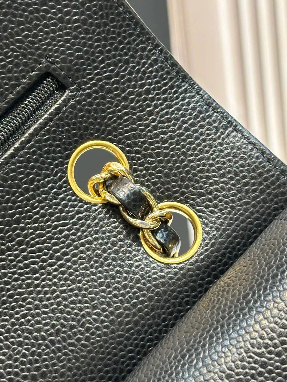 Chanel Classic Medium Double Flap Bag Black Caviar Leather Gold Hardware — Timeless CC Shoulder Bag — Made in Franc - Image 5
