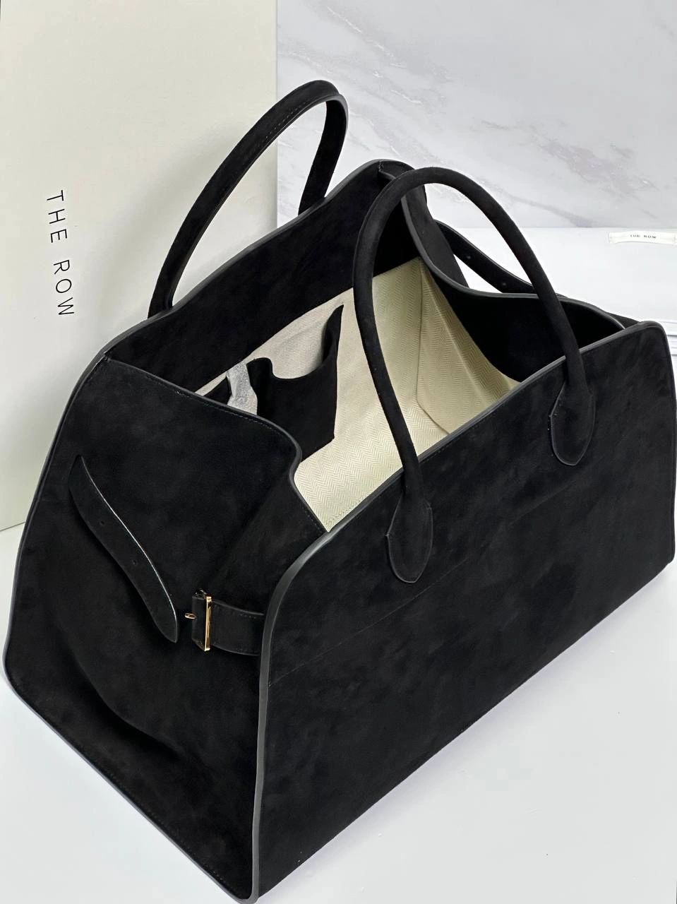 The Row Soft Margaux 15 Bag in Suede black - Image 5